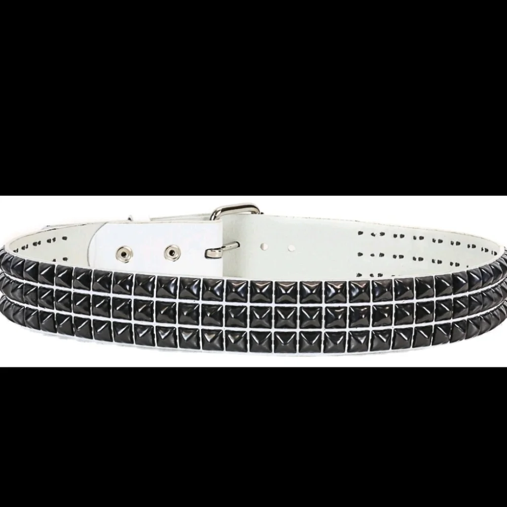 Three Row Black Pyramid Stud Belt